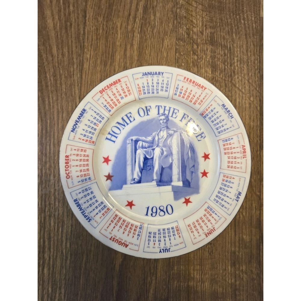 Vintage 1980 Abraham Lincoln Home of the Free Spencer Gifts Calendar Plate